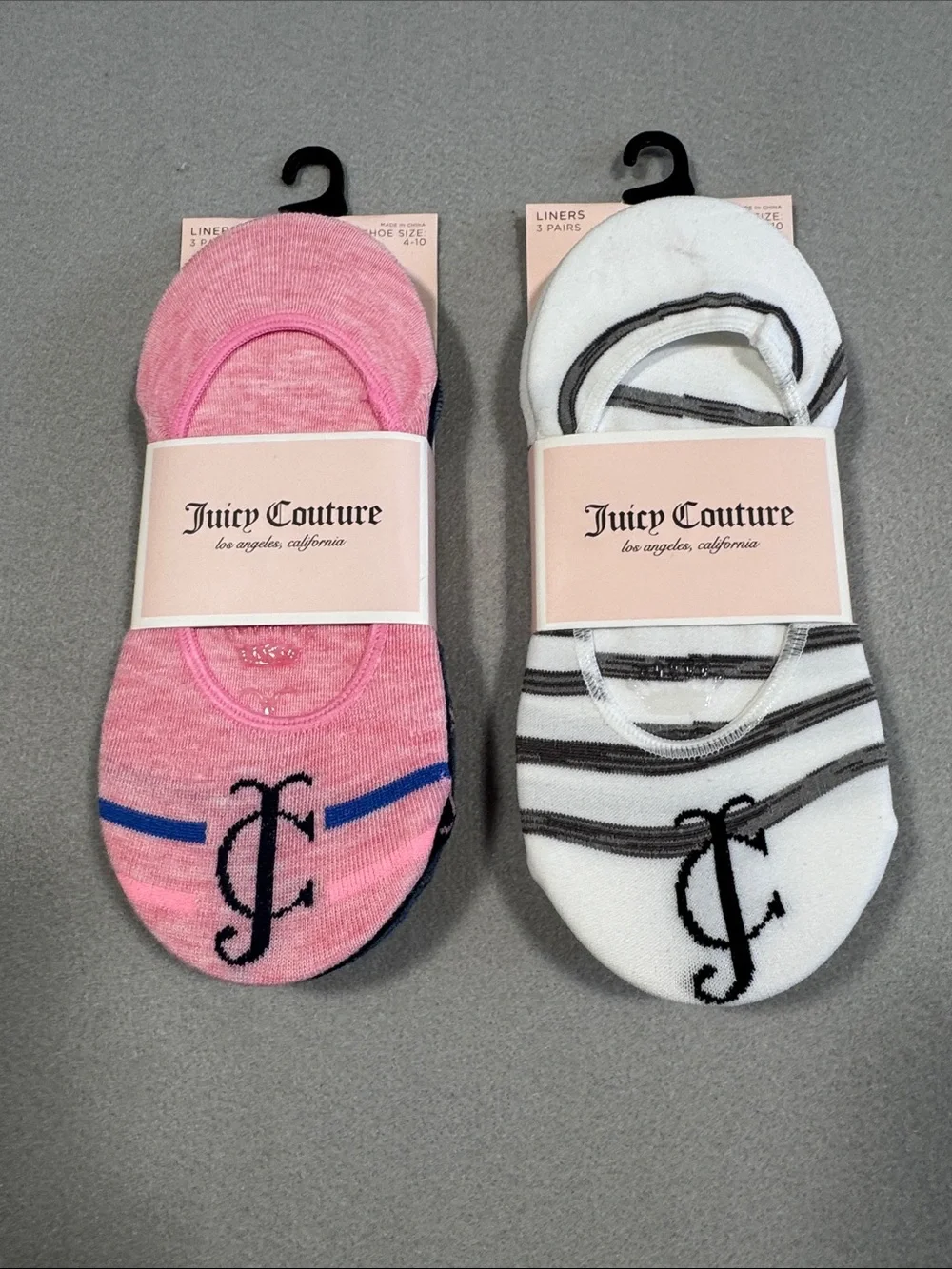 NWT Juicy Couture Women's Liner Socks 3-Pack Bundle (6 Pairs Total)